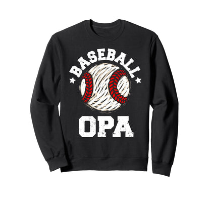 Baseball Opa Distressed Funny Grandpa Sweatshirt - Minimalist Print Unisex - T-Shirt, Sweatshirt, Hoodie