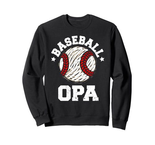 Baseball Opa Distressed Funny Grandpa Sweatshirt - Minimalist Print Unisex - T-Shirt, Sweatshirt, Hoodie