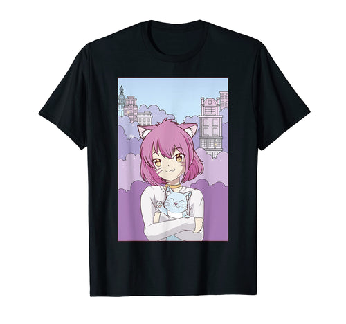 Cat Japanese Anime Otaku 90S T-Shirt - Fun Novelty Design for Adults - T-Shirt, Sweatshirt, Hoodie