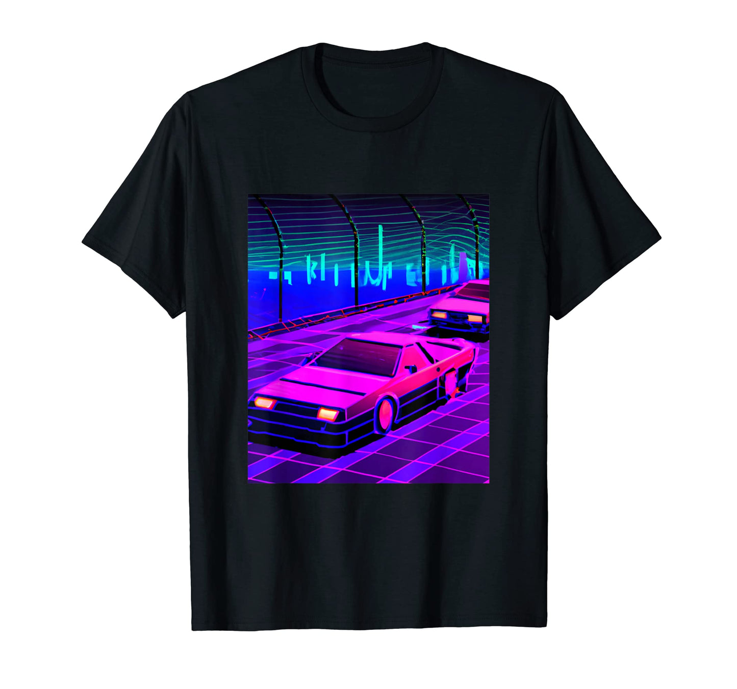 Vaporwave Car Synthwave City T-Shirt - Fun Novelty Design for Adults - T-Shirt, Sweatshirt, Hoodie