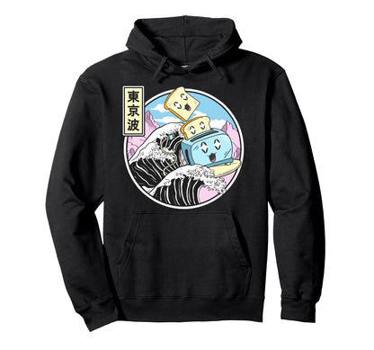 Toaster Surfing Kanagawa Wave Kawaii Hoodie - Custom Art Print Men Women - T-Shirt, Sweatshirt, Hoodie