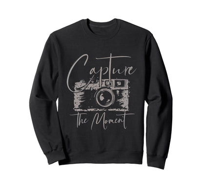 Capture Moment Photography Camera Sweatshirt - Minimalist Print Men Women - T-Shirt, Sweatshirt, Hoodie