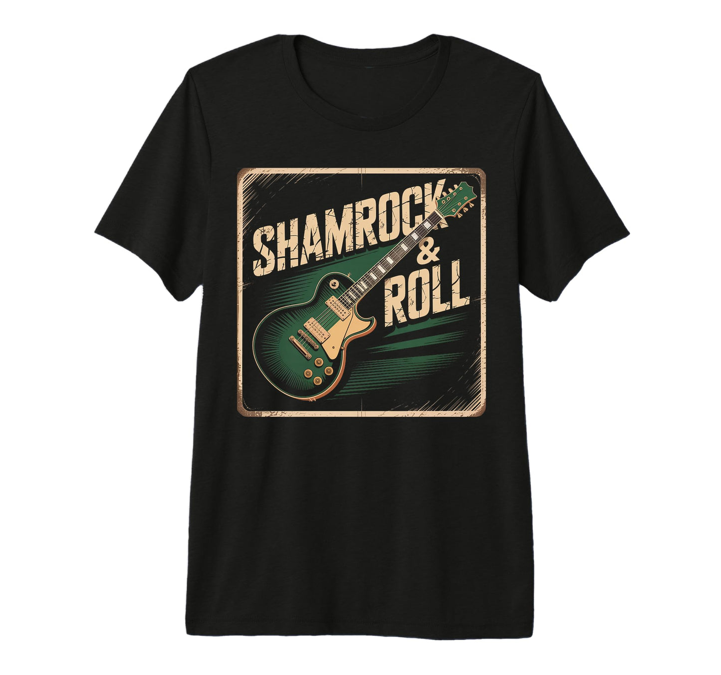 Irish Rock Guitar Shamrock Roll T-Shirt - Casual Everyday Wear Men Women - T-Shirt, Sweatshirt, Hoodie