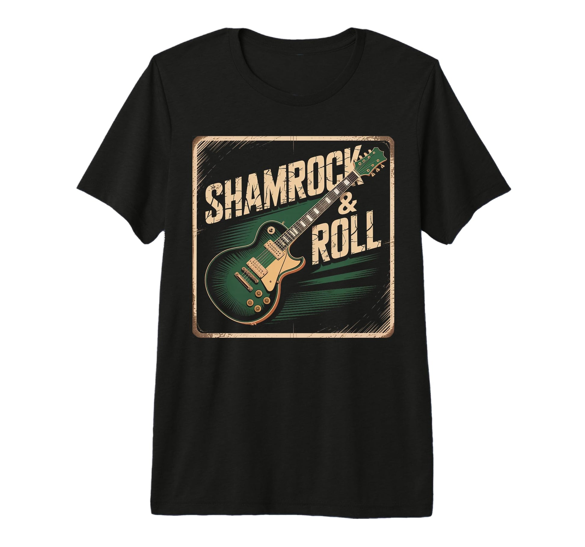 Irish Rock Guitar Shamrock Roll T-Shirt - Casual Everyday Wear Men Women - T-Shirt, Sweatshirt, Hoodie
