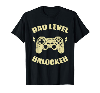 Dad Level Unlocked Gaming Controller T-Shirt - Unique Graphic Men Women - T-Shirt, Sweatshirt, Hoodie