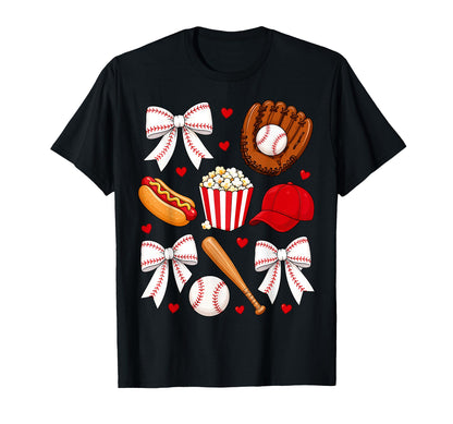 Baseball Coquette Bow Mom Mama T-Shirt - Trendy Graphic Men Women - T-Shirt, Sweatshirt, Hoodie