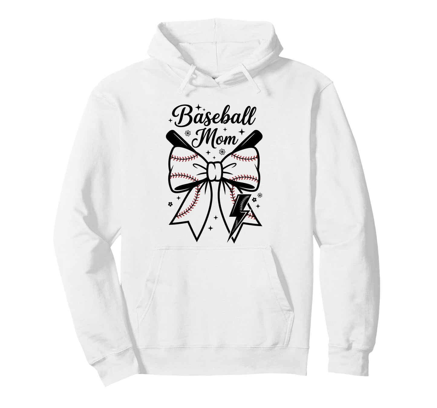 Proud Baseball Mother Bow Bats Athletic Hoodie - Fun Novelty Design Unisex - T-Shirt, Sweatshirt, Hoodie