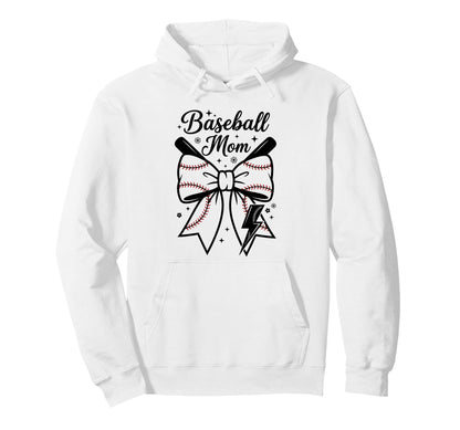 Proud Baseball Mother Bow Bats Athletic Hoodie - Fun Novelty Design Unisex - T-Shirt, Sweatshirt, Hoodie