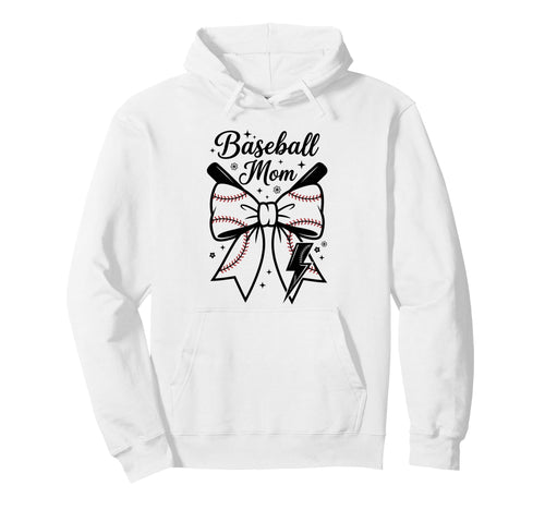 Proud Baseball Mother Bow Bats Athletic Hoodie - Fun Novelty Design Unisex - T-Shirt, Sweatshirt, Hoodie