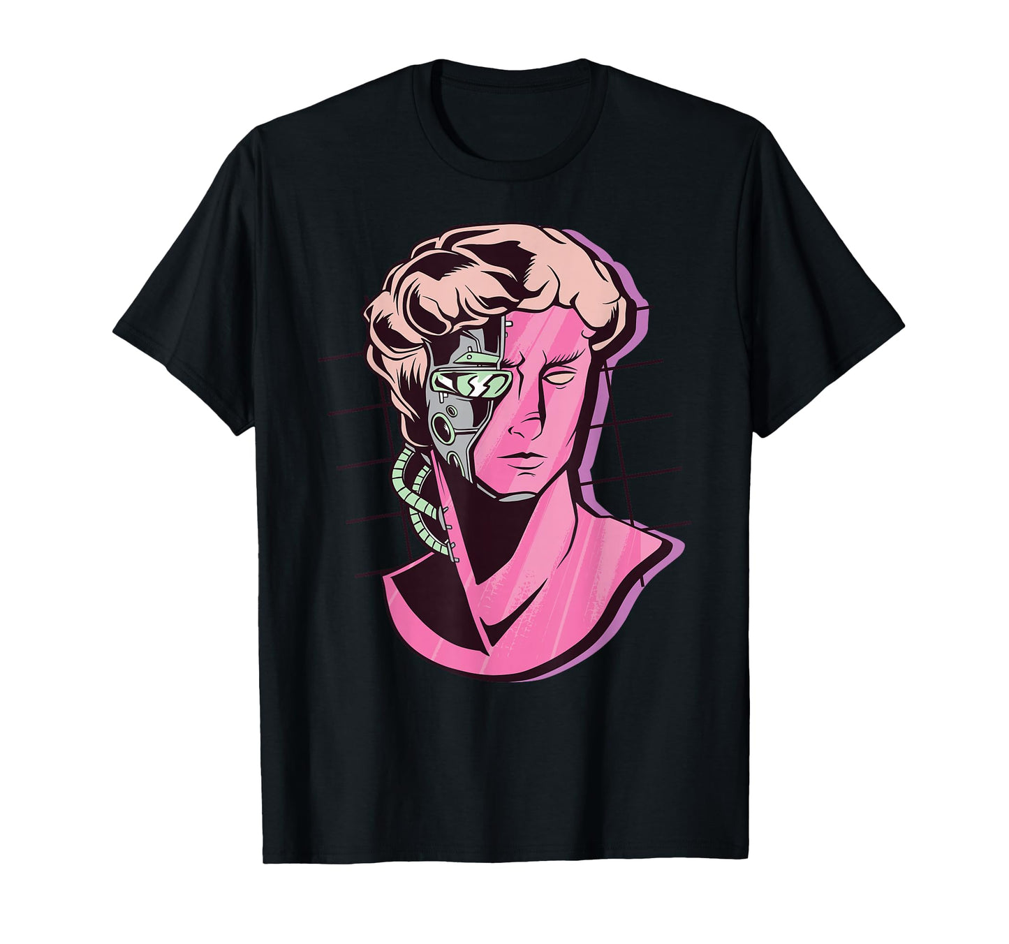 Vaporwave Retrowave Cyborg Statue Bust T-Shirt - Trendy Graphic Unisex - T-Shirt, Sweatshirt, Hoodie