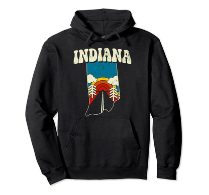 Indiana State Rainbow Hippie 70S Hoodie - Casual Everyday Wear for Adults - T-Shirt, Sweatshirt, Hoodie