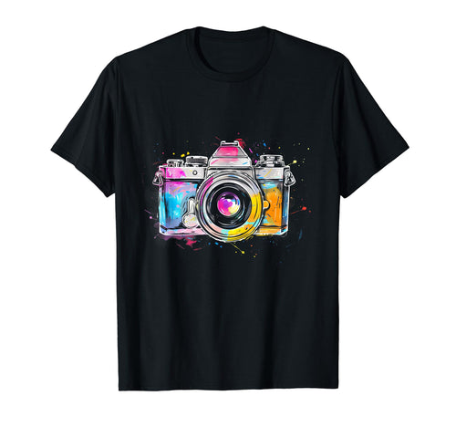 Camera Photography Watercolor Art T-Shirt - Novelty Apparel Unisex - T-Shirt, Sweatshirt, Hoodie