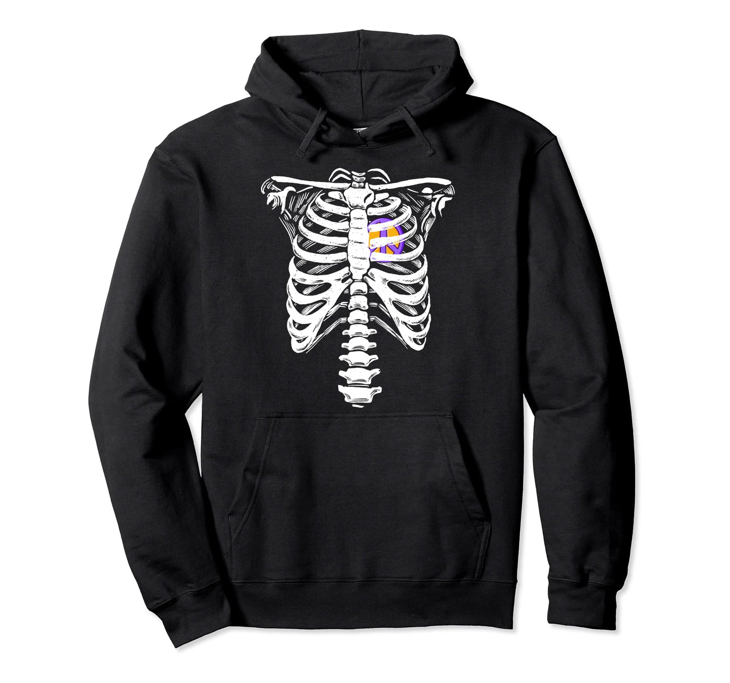 Peace Sign Heart Skeleton Rib Cage Hoodie - Novelty Apparel Men Women - T-Shirt, Sweatshirt, Hoodie