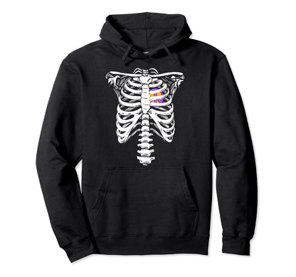 Peace Sign Heart Skeleton Rib Cage Hoodie - Novelty Apparel Men Women - T-Shirt, Sweatshirt, Hoodie