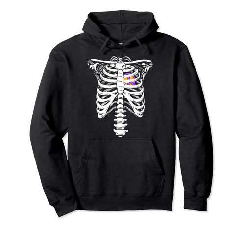 Peace Sign Heart Skeleton Rib Cage Hoodie - Novelty Apparel Men Women - T-Shirt, Sweatshirt, Hoodie