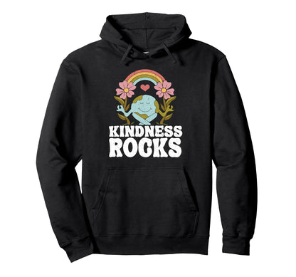 Hippie Teacher Rainbow Kindness Rocks Hoodie - Graphic Print for Adults - T-Shirt, Sweatshirt, Hoodie