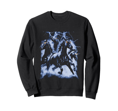 Horse Lightning 80S 90S Western Grunge Sweatshirt - Trendy Graphic Unisex - T-Shirt, Sweatshirt, Hoodie