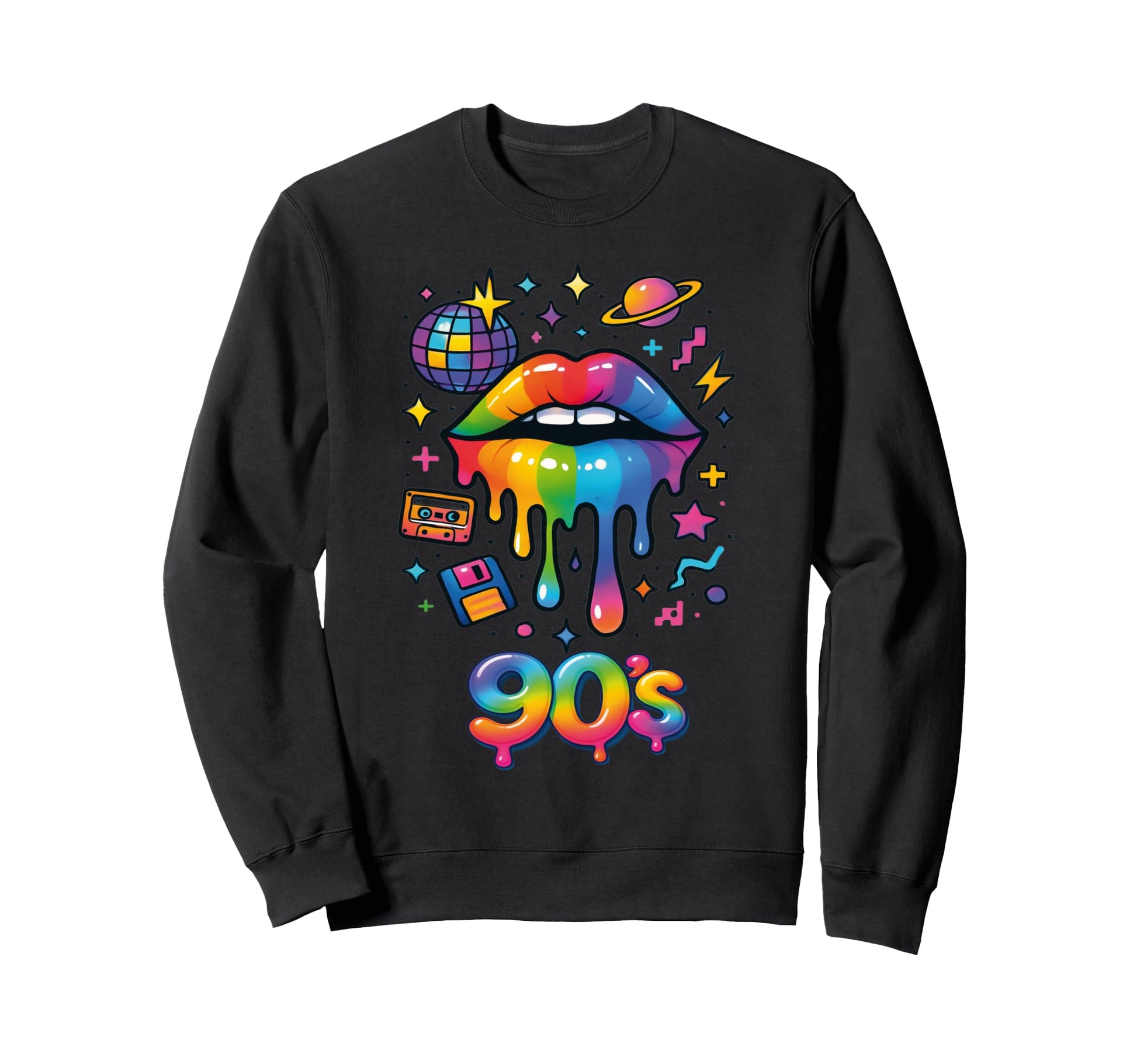 90S Pop Art Rainbow Lips Sweatshirt - Fun Novelty Design Men Women - T-Shirt, Sweatshirt, Hoodie