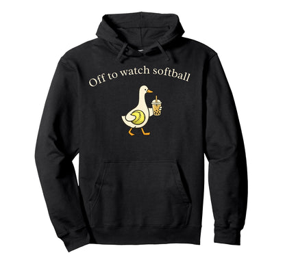 Off To Watch Softball Silly Goose Hoodie - Aesthetic Graphic Unisex - T-Shirt, Sweatshirt, Hoodie