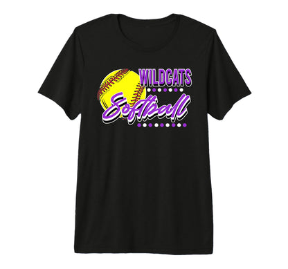 Wildcats Softball Team Mom Game Day Purple T-Shirt - Unique Graphic Unisex - T-Shirt, Sweatshirt, Hoodie
