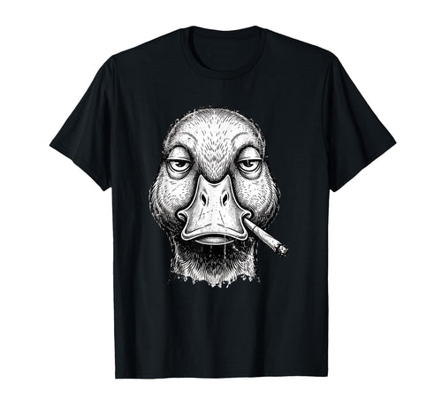 Funny Duck Smoking Cigarette Meme Grunge T-Shirt - Minimalist Print Unisex - T-Shirt, Sweatshirt, Hoodie