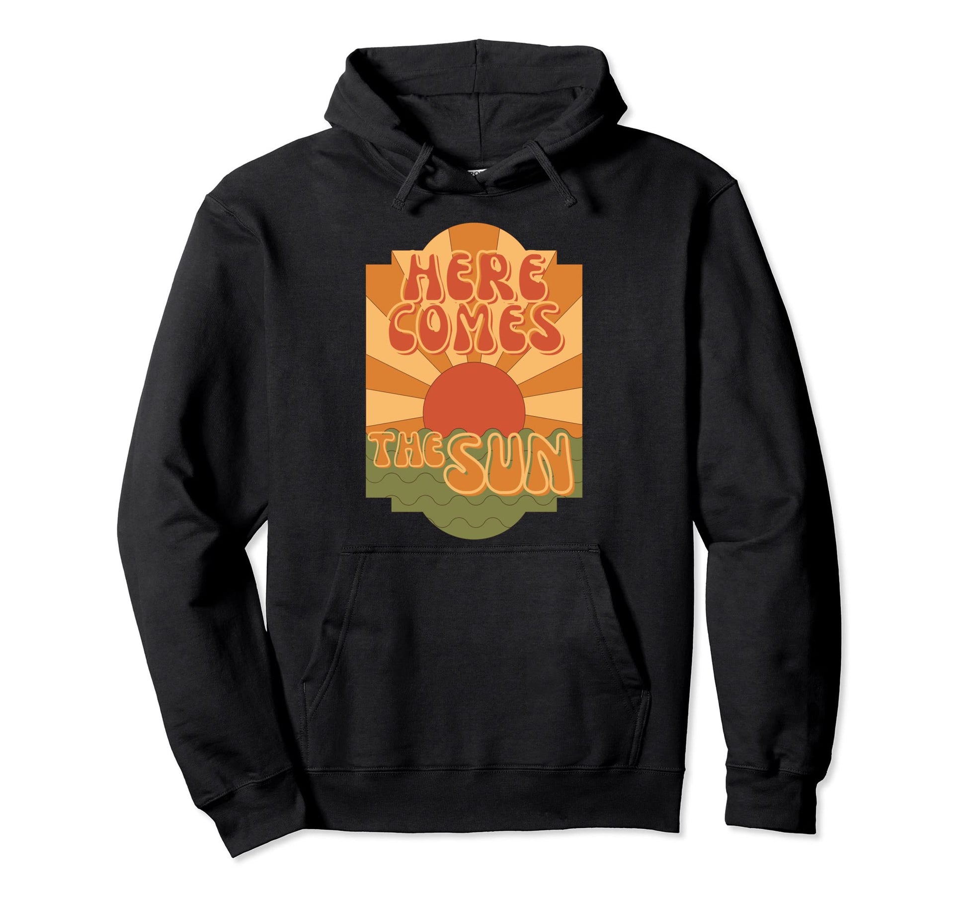 Here Comes Sun Hippie Boho Summer Hoodie - Fun Novelty Design Men Women - T-Shirt, Sweatshirt, Hoodie