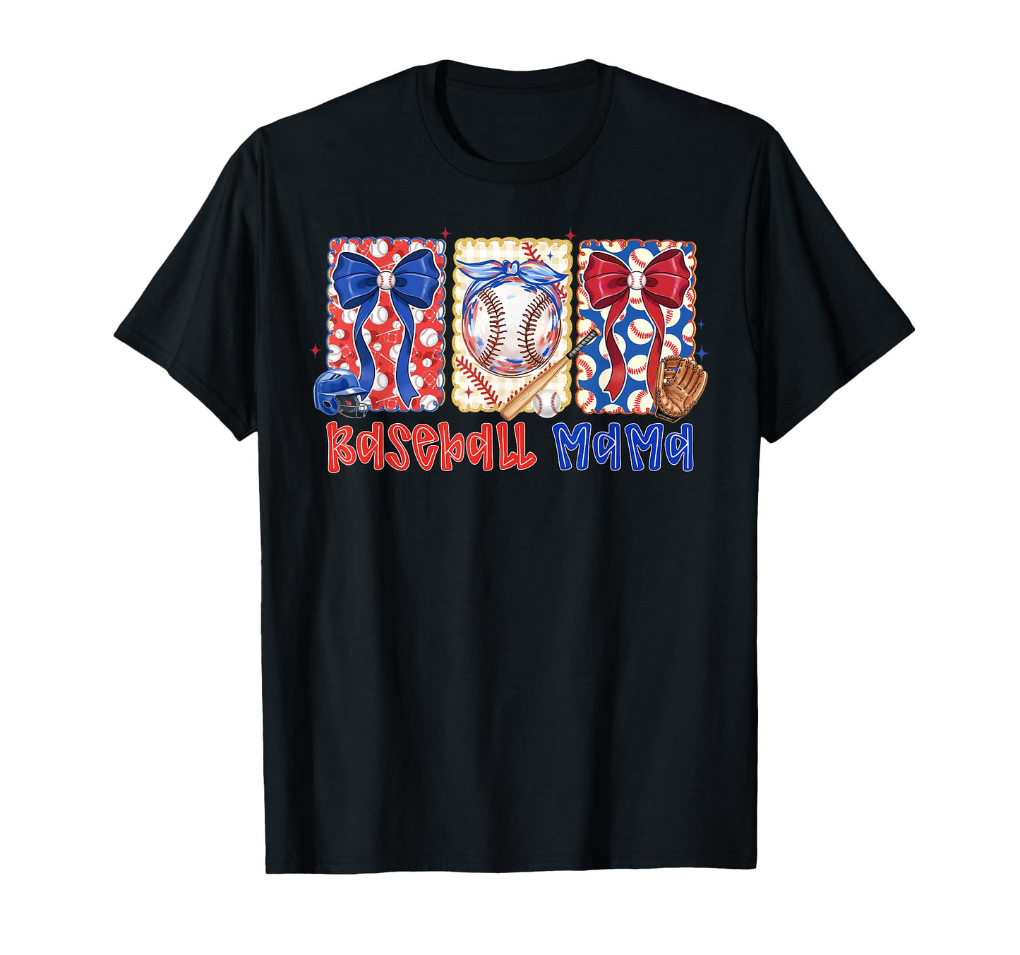 Preppy Baseball Mama Coquette Bow T-Shirt - Custom Art Print Men Women - T-Shirt, Sweatshirt, Hoodie