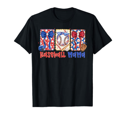 Preppy Baseball Mama Coquette Bow T-Shirt - Custom Art Print Men Women - T-Shirt, Sweatshirt, Hoodie