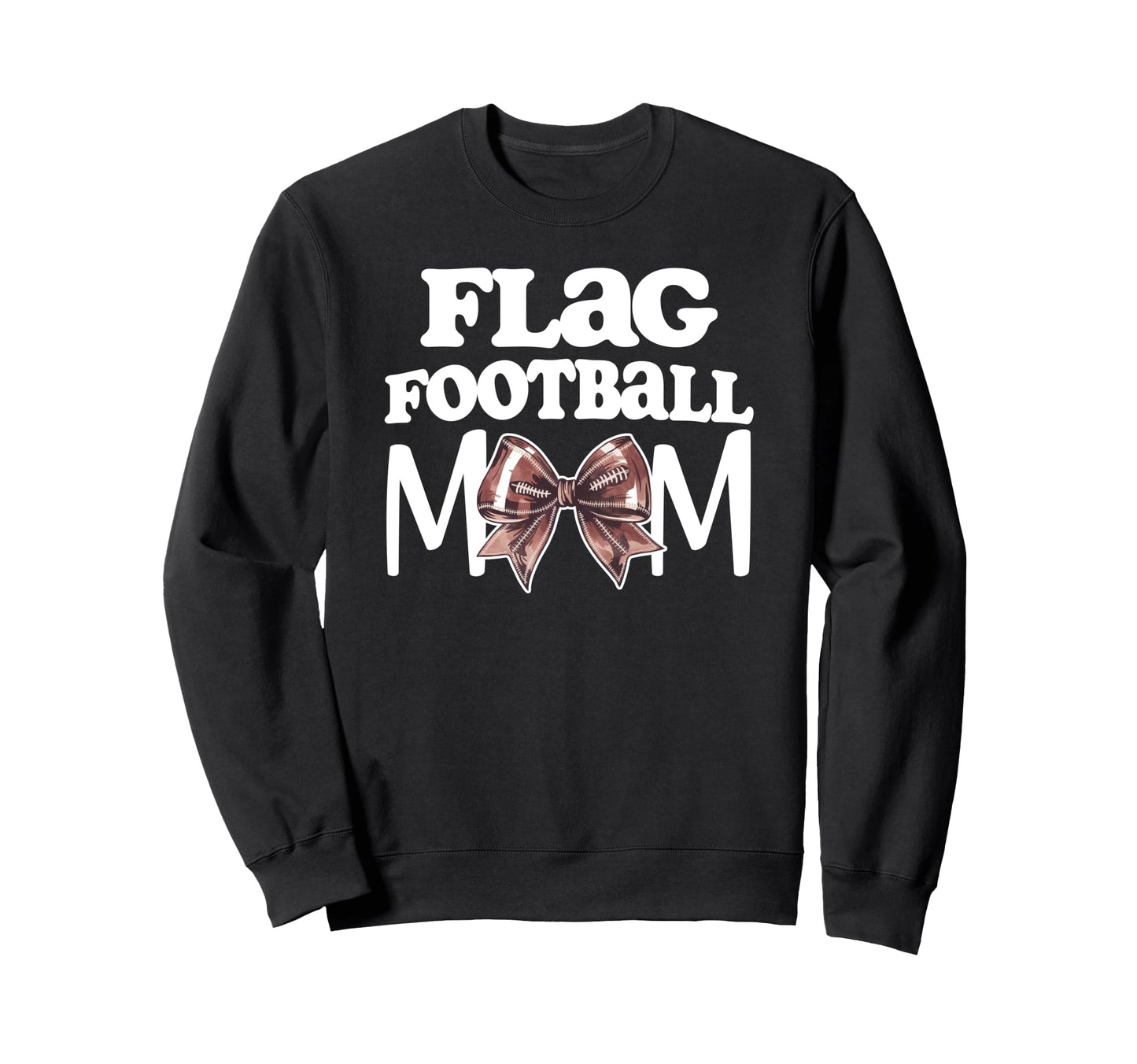Flag Football Mom Coquette Bow Sweatshirt - Graphic Print for Adults - T-Shirt, Sweatshirt, Hoodie