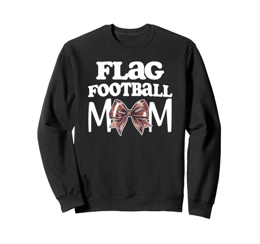 Flag Football Mom Coquette Bow Sweatshirt - Graphic Print for Adults - T-Shirt, Sweatshirt, Hoodie