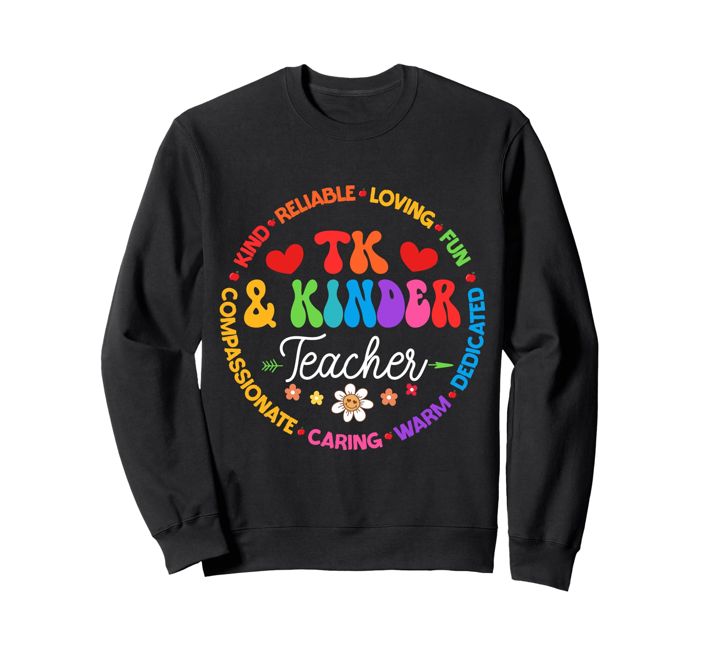Tk Kinder Teacher Crew Sweatshirt - Minimalist Print for Adults - T-Shirt, Sweatshirt, Hoodie