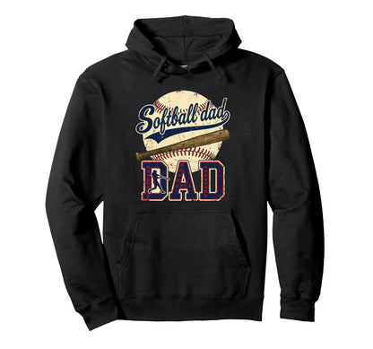 Softball Dad Funny Fathers Day Sports Papa Hoodie - Minimalist Print Unisex - T-Shirt, Sweatshirt, Hoodie
