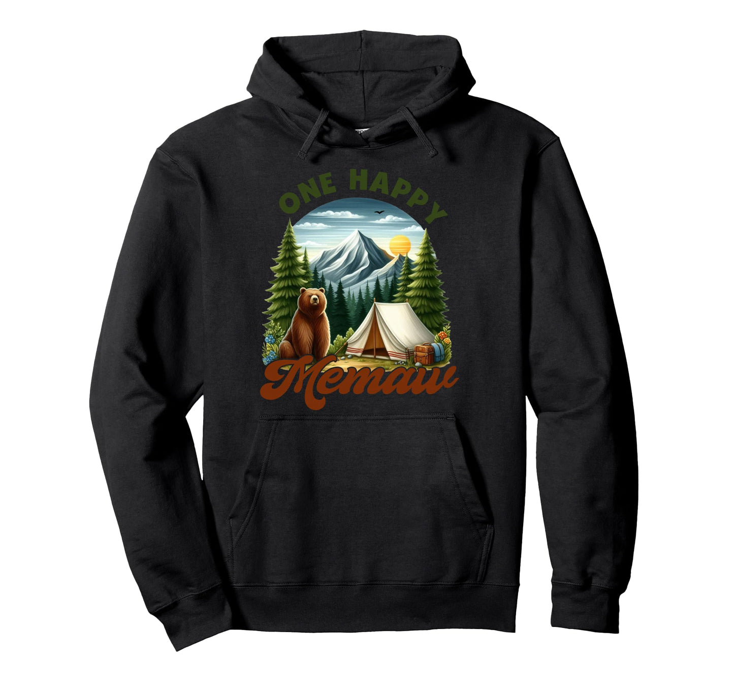 One Happy Memaw Camper Birthday Bear Hoodie - Unique Graphic Men Women - T-Shirt, Sweatshirt, Hoodie