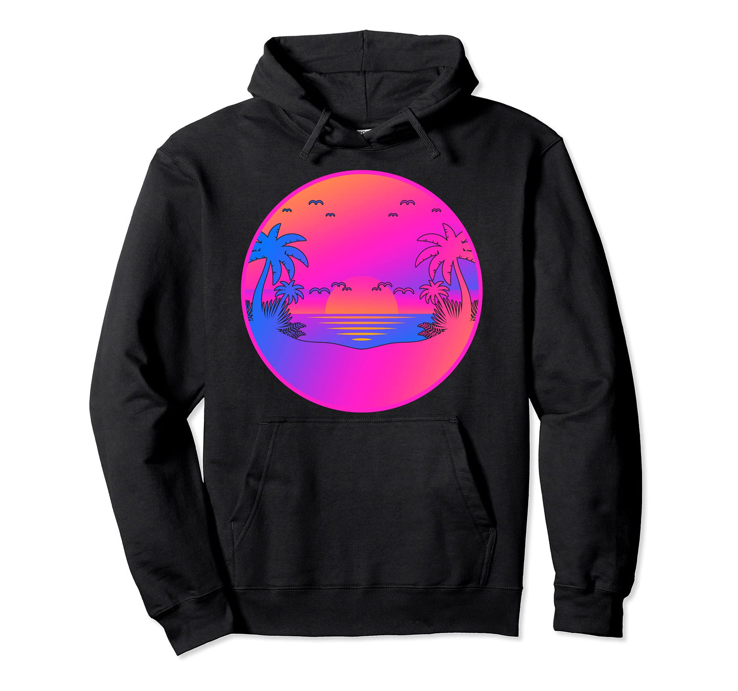 90S Art 80S Aesthetic Sunset Palm Hoodie - Streetwear Style Men Women - T-Shirt, Sweatshirt, Hoodie