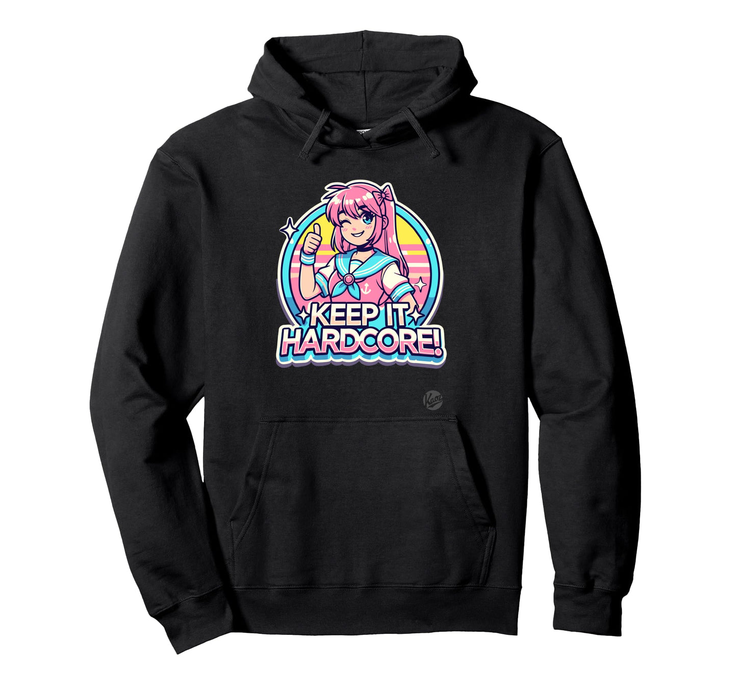 Keeps It Hardcore Anime Kawaii Hoodie - Trendy Graphic for Adults - T-Shirt, Sweatshirt, Hoodie