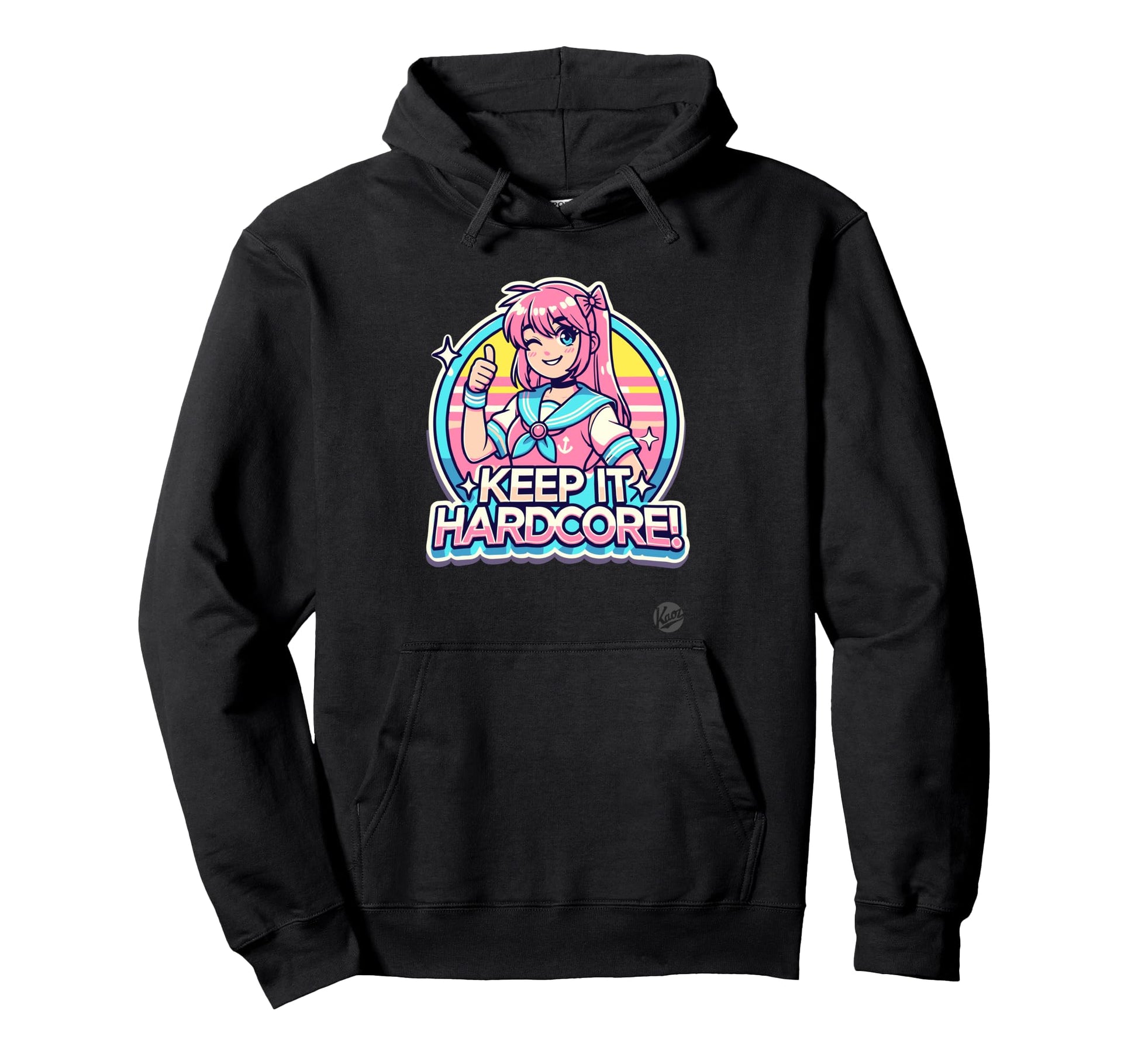 Keeps It Hardcore Anime Kawaii Hoodie - Trendy Graphic for Adults - T-Shirt, Sweatshirt, Hoodie