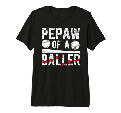 Mens Pepaw Baller Baseball Pepaw T-Shirt - Graphic Print for Adults - T-Shirt, Sweatshirt, Hoodie