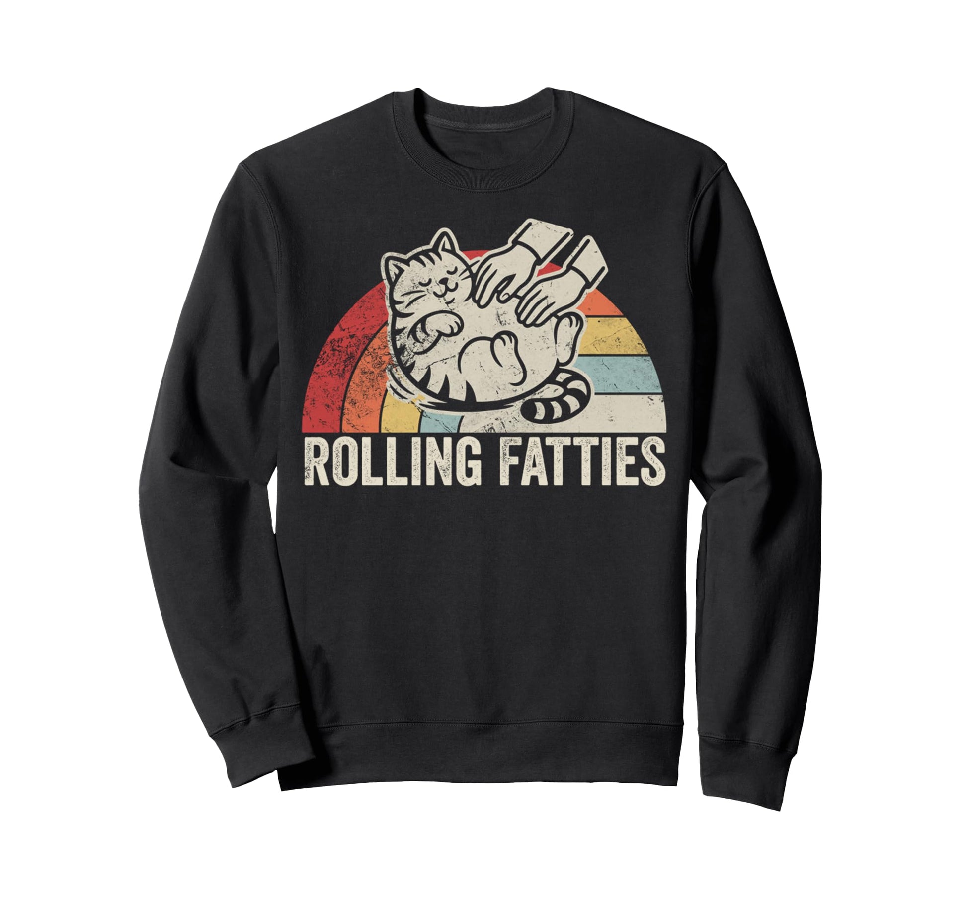 Rolling Fatties Cat Rainbow Sweatshirt - Novelty Apparel Unisex - T-Shirt, Sweatshirt, Hoodie