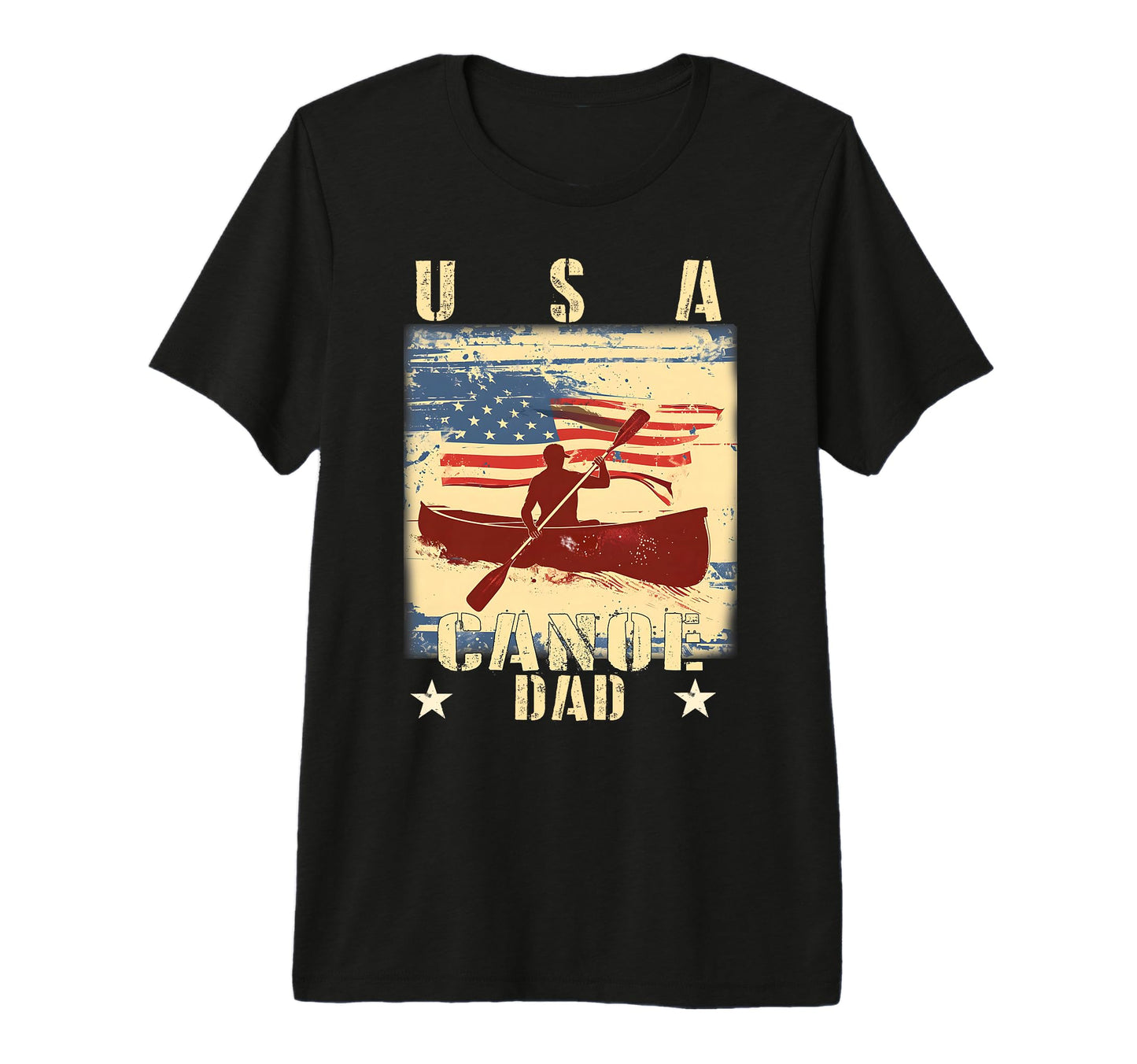Canoe Dad Usa Flag 2024 Fathers Day T-Shirt - Unique Graphic Unisex - T-Shirt, Sweatshirt, Hoodie