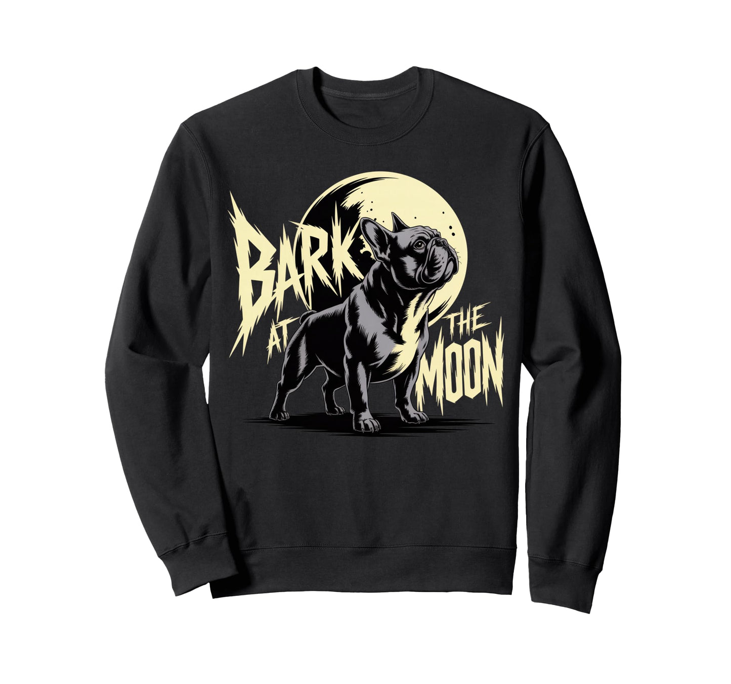 French Bulldog Bark Moon Comic Sweatshirt - Unique Graphic Unisex - T-Shirt, Sweatshirt, Hoodie