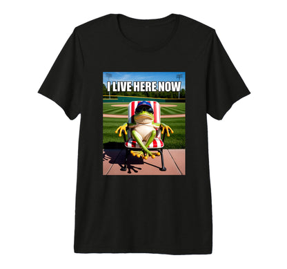 Frog Baseball Mom Dad I Live Here Now T-Shirt - Novelty Apparel Unisex - T-Shirt, Sweatshirt, Hoodie
