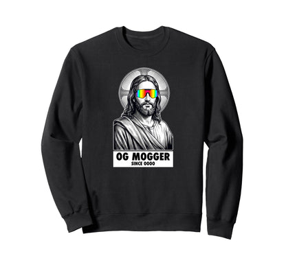 Og Mogger Jesus Funny Sunglasses Sweatshirt - Aesthetic Graphic Unisex - T-Shirt, Sweatshirt, Hoodie