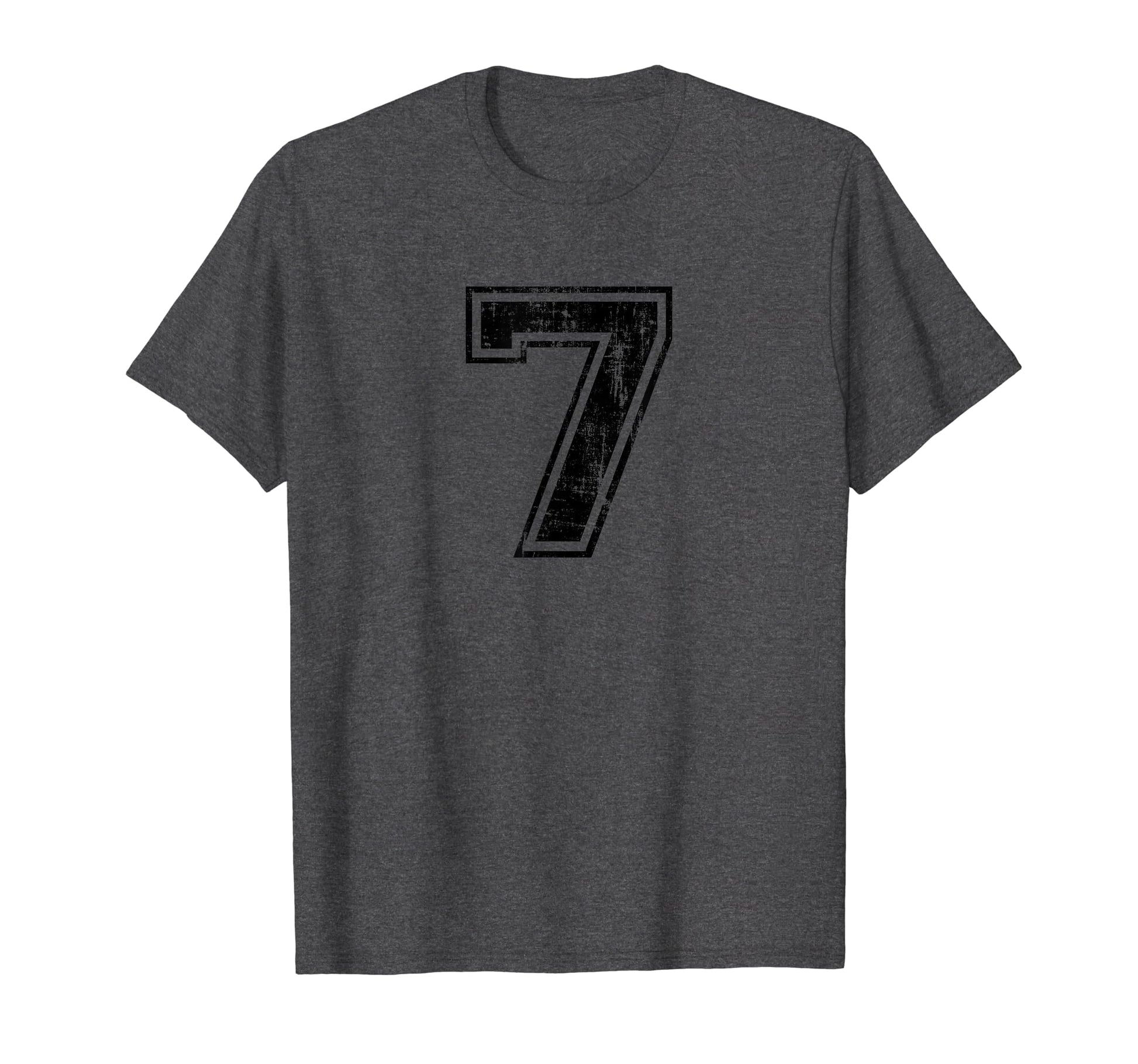 Number 7 Seven Varsity Distressed Sport T-Shirt - Unique Graphic Unisex - T-Shirt, Sweatshirt, Hoodie