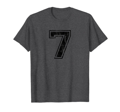 Number 7 Seven Varsity Distressed Sport T-Shirt - Unique Graphic Unisex - T-Shirt, Sweatshirt, Hoodie