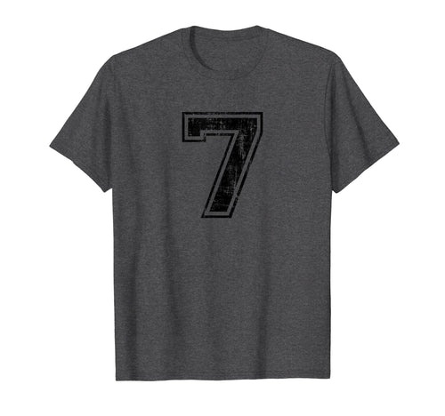 Number 7 Seven Varsity Distressed Sport T-Shirt - Unique Graphic Unisex - T-Shirt, Sweatshirt, Hoodie
