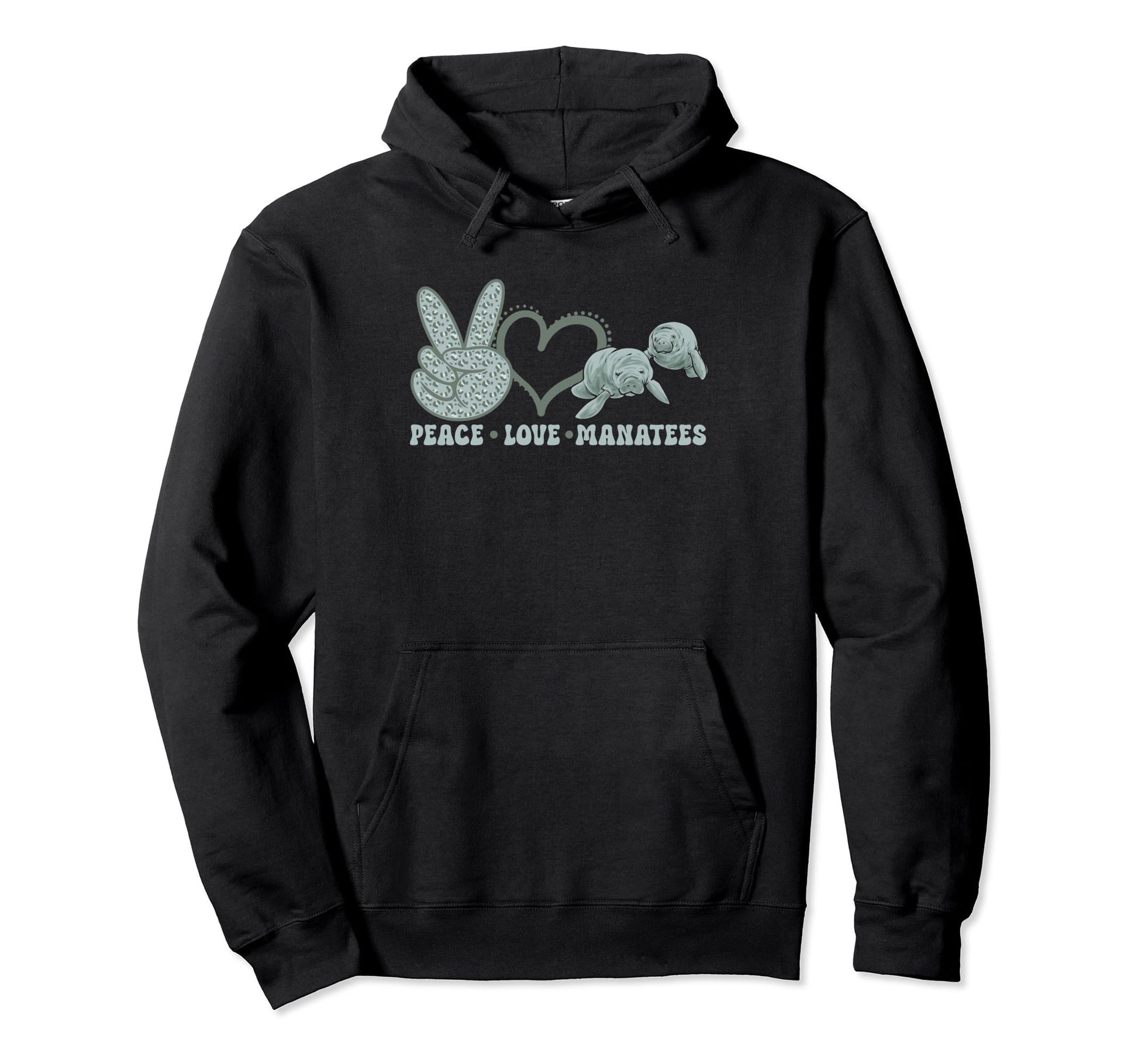 Manatee Sea Animal Peace Love Manatees Hoodie - Custom Art Print Unisex - T-Shirt, Sweatshirt, Hoodie