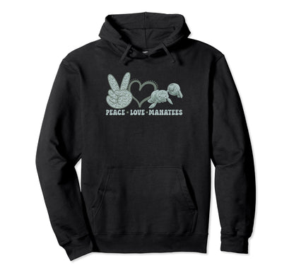 Manatee Sea Animal Peace Love Manatees Hoodie - Custom Art Print Unisex - T-Shirt, Sweatshirt, Hoodie