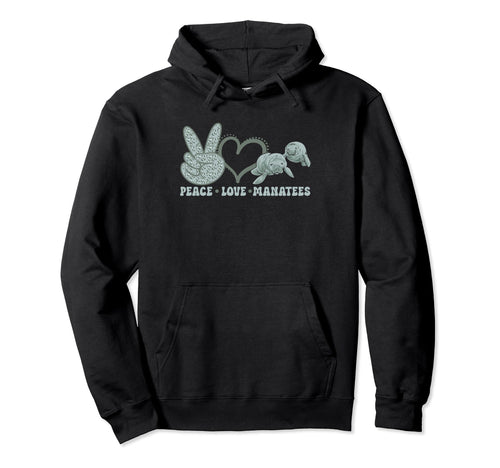 Manatee Sea Animal Peace Love Manatees Hoodie - Custom Art Print Unisex - T-Shirt, Sweatshirt, Hoodie