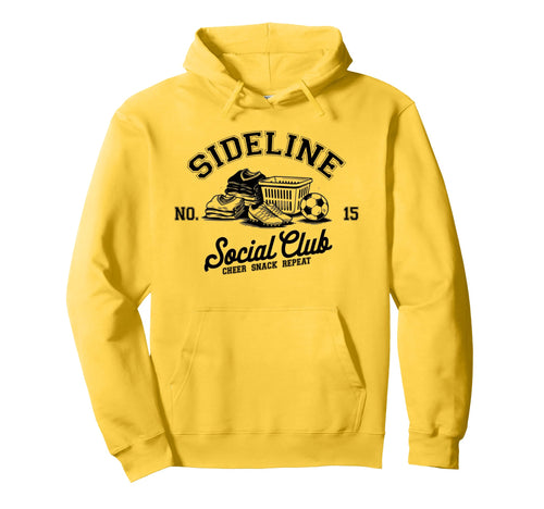 Sideline Social Club Soccer Mom Game Day Hoodie - Aesthetic Graphic Unisex - T-Shirt, Sweatshirt, Hoodie