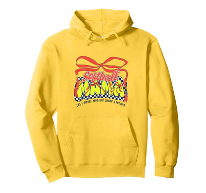 Softball Mom Game Day Checkered Coquette Hoodie - Trendy Graphic Men Women - T-Shirt, Sweatshirt, Hoodie